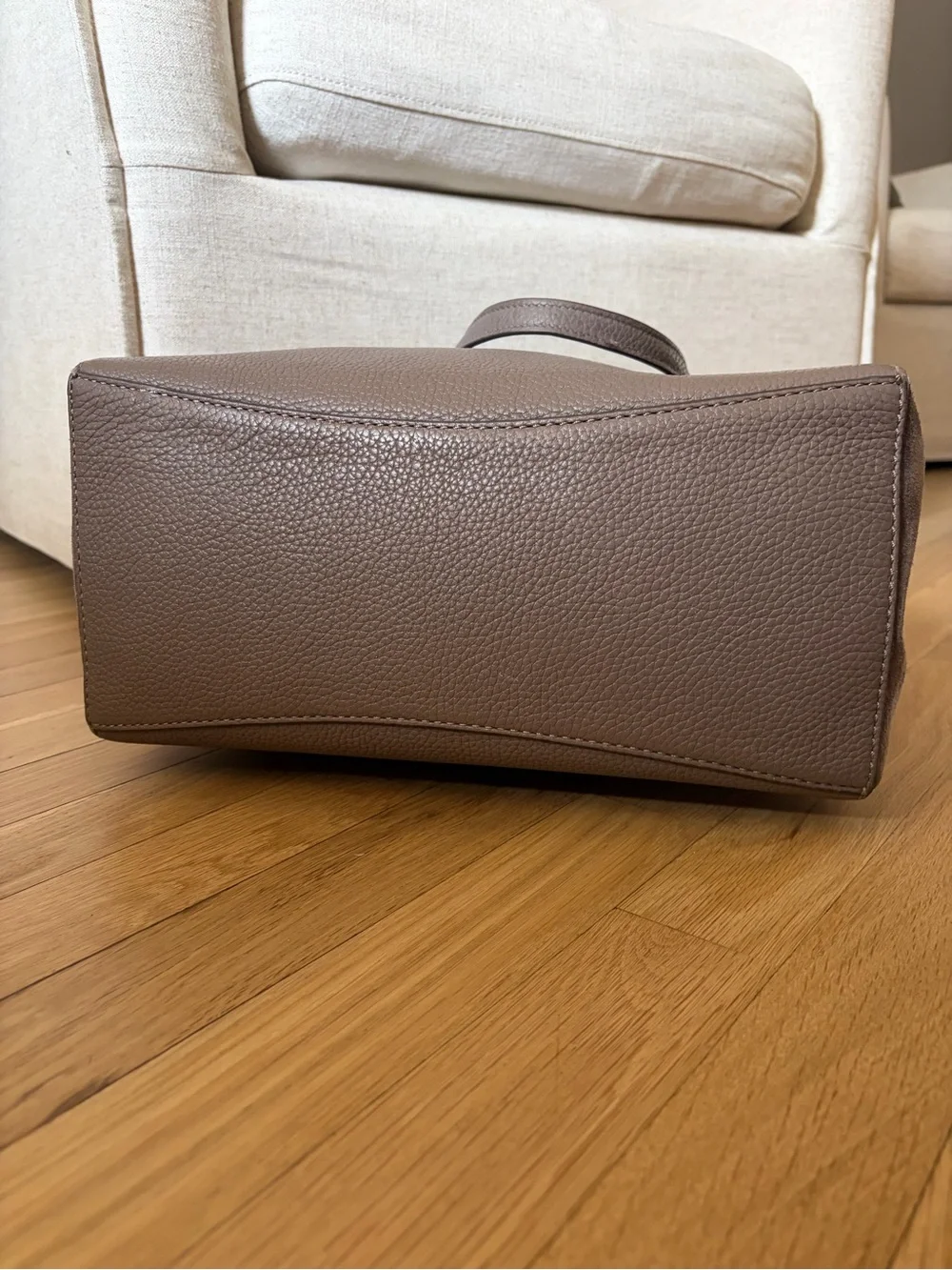 Tory Burch Taupe Pebbled Leather Shoulder Bag